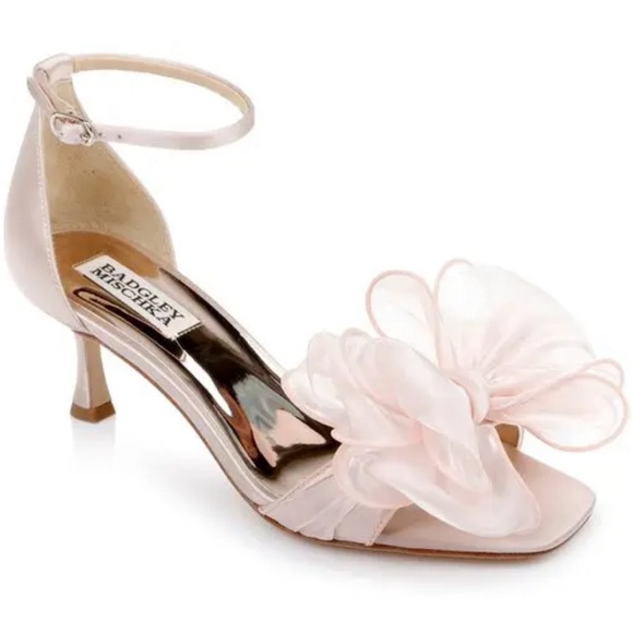 Badgley Mischka Nelly Mesh Bow Ankle Strap Sandal - Blush - Picture 4 of 11